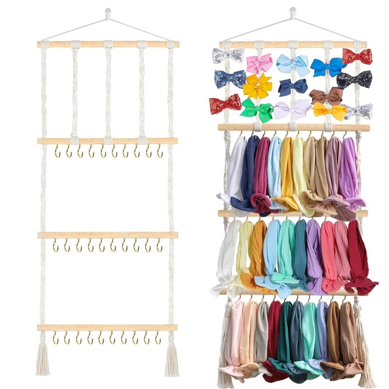 ALinmo Headband Holder Hair Bows Organizer for Girls, Baby Headbands Hair Accessories Organizer Storage Wall Hanging Decor for Toddler Girls Room - Image 1